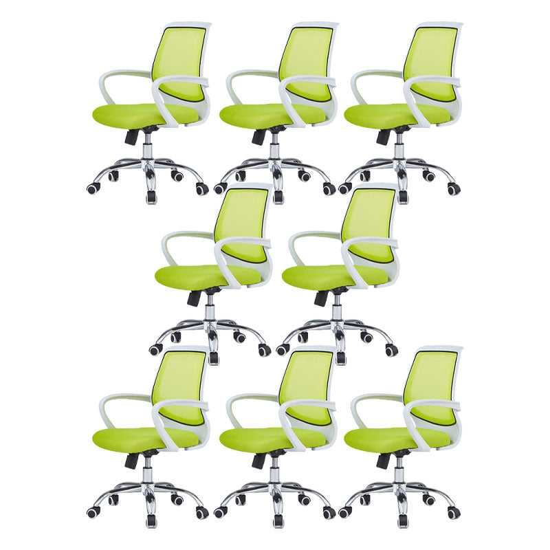 Modern Steel Conference Chair Adjustable Fixed Arms Office Chair Green 8 Piece Set Clearhalo 'furn' 'furn_office_chair' 'Furniture' 'Office Chairs' 'Office Furniture' 'office_chair' 5692824