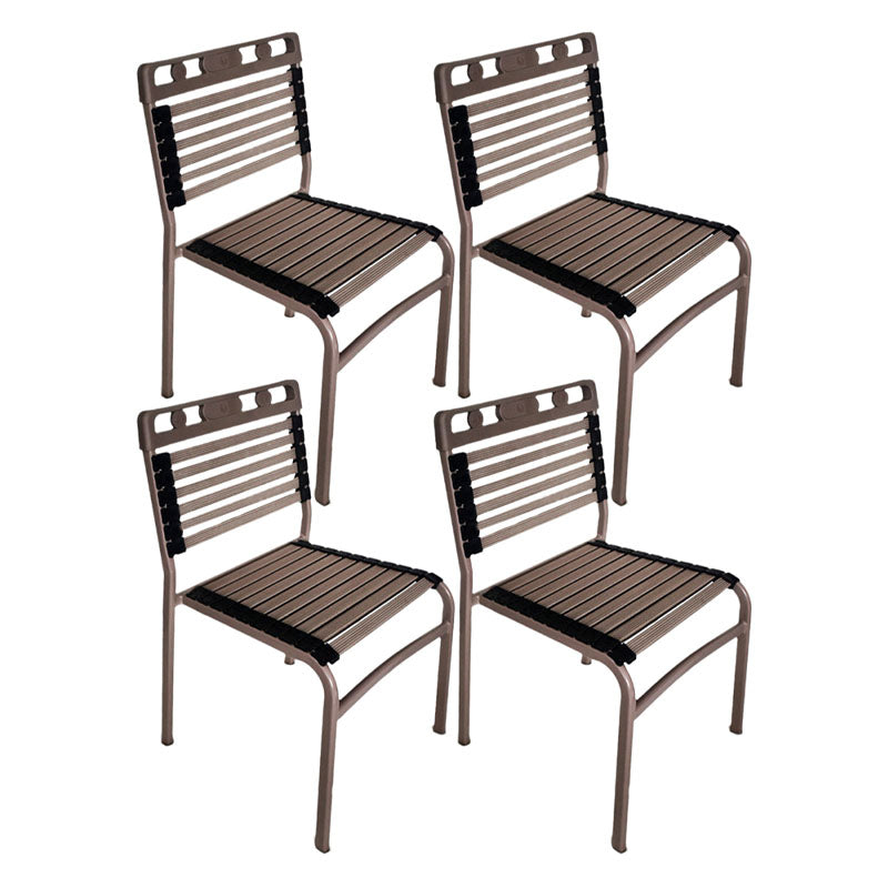 Sedia da ufficio medio backless a braccio senza ruote sedia da scrivania in alluminio marrone