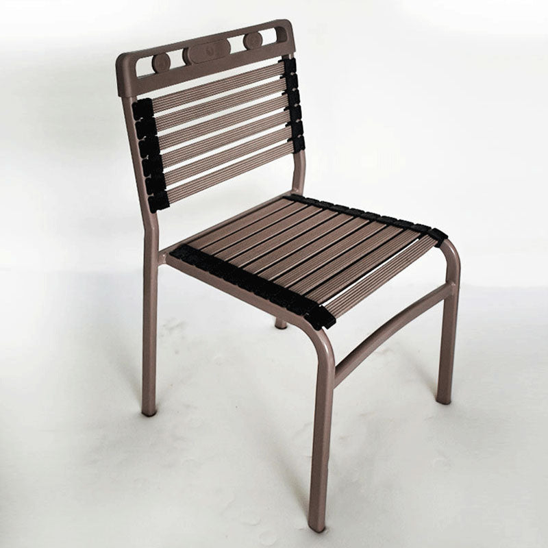 Sedia da ufficio medio backless a braccio senza ruote sedia da scrivania in alluminio marrone