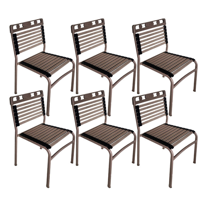 Sedia da ufficio medio backless a braccio senza ruote sedia da scrivania in alluminio marrone