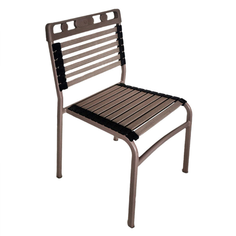 Sedia da ufficio medio backless a braccio senza ruote sedia da scrivania in alluminio marrone