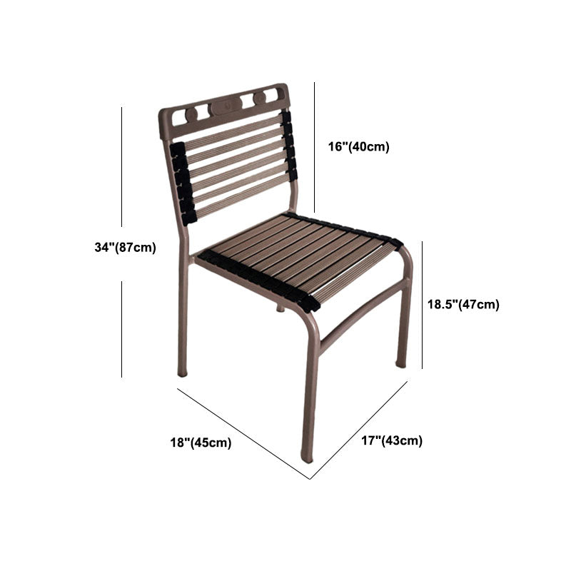 Sedia da ufficio medio backless a braccio senza ruote sedia da scrivania in alluminio marrone