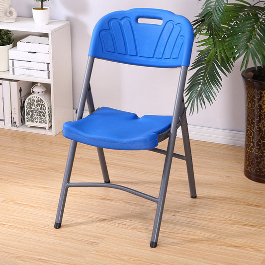 Armless Foldable Conference Chair Modern Plastic Office Chair Blue 1 Piece