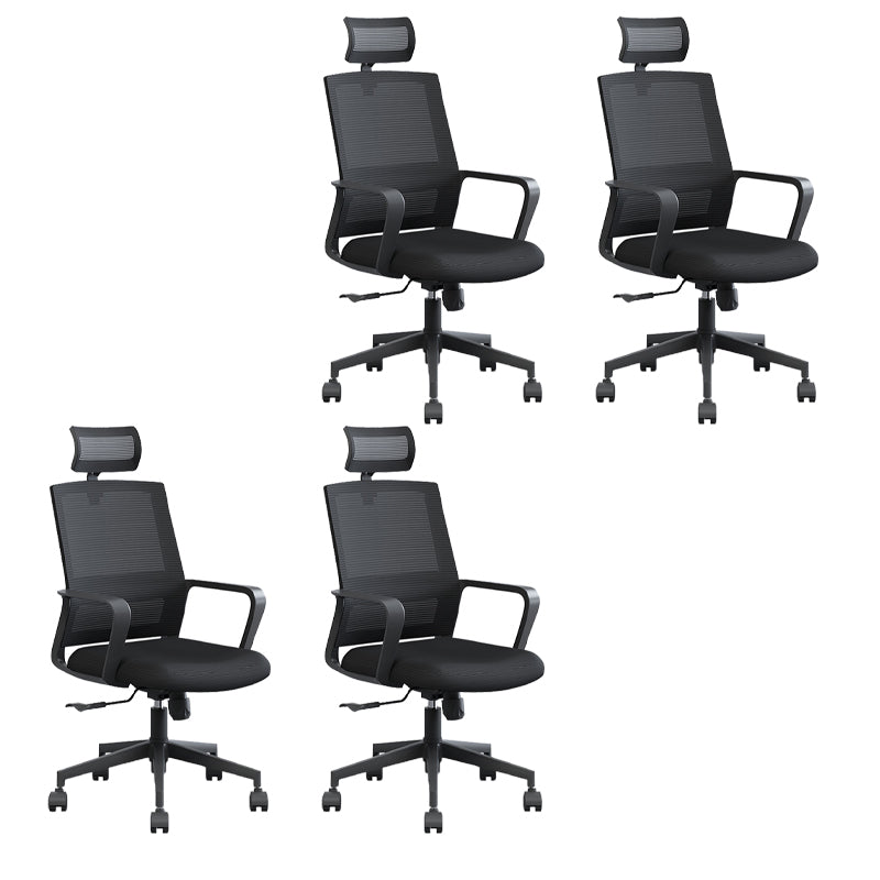 Chaise pivotante de tissu contemporain haut dossier avec chaise de bras en noir