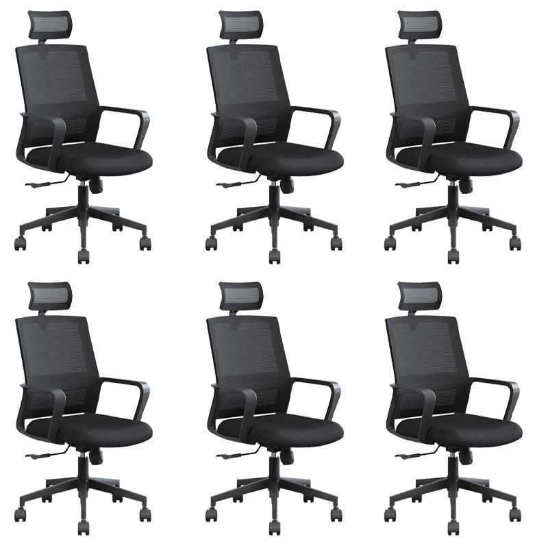 Chaise pivotante de tissu contemporain haut dossier avec chaise de bras en noir