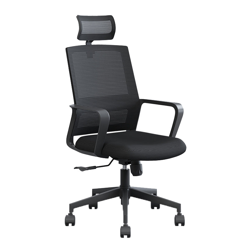 Chaise pivotante de tissu contemporain haut dossier avec chaise de bras en noir