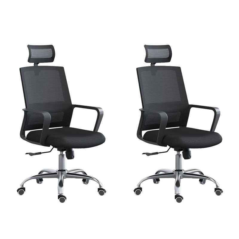 Chaise pivotante de tissu contemporain haut dossier avec chaise de bras en noir