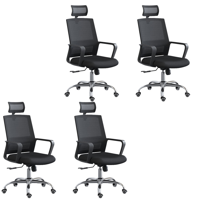 Chaise pivotante de tissu contemporain haut dossier avec chaise de bras en noir