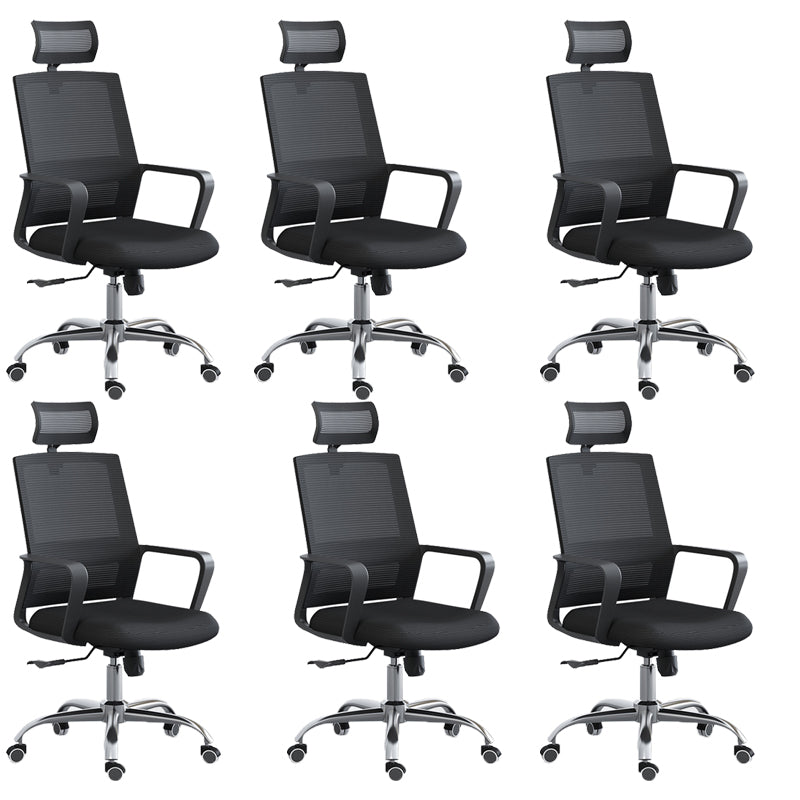 Chaise pivotante de tissu contemporain haut dossier avec chaise de bras en noir