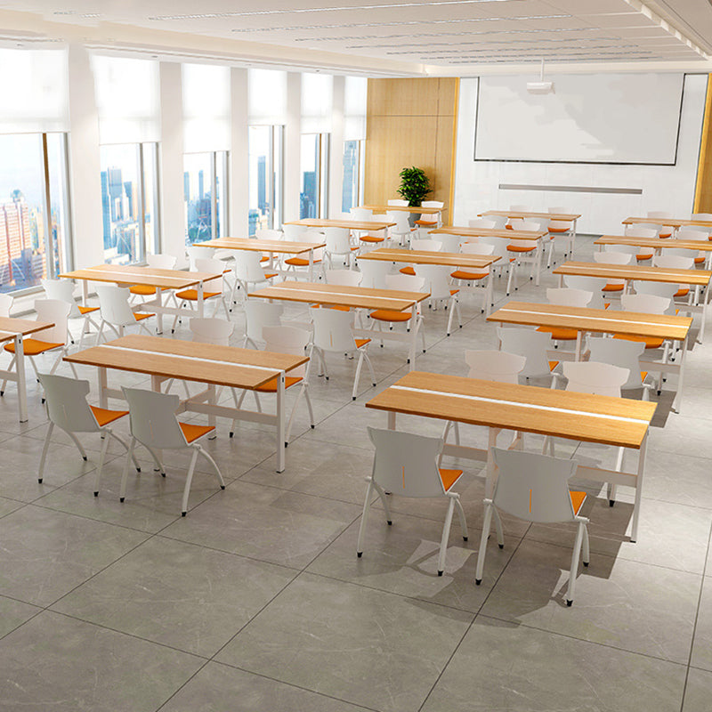 緑/オレンジの現代的なオフィスチェアミッドバックアームレス布張り椅子