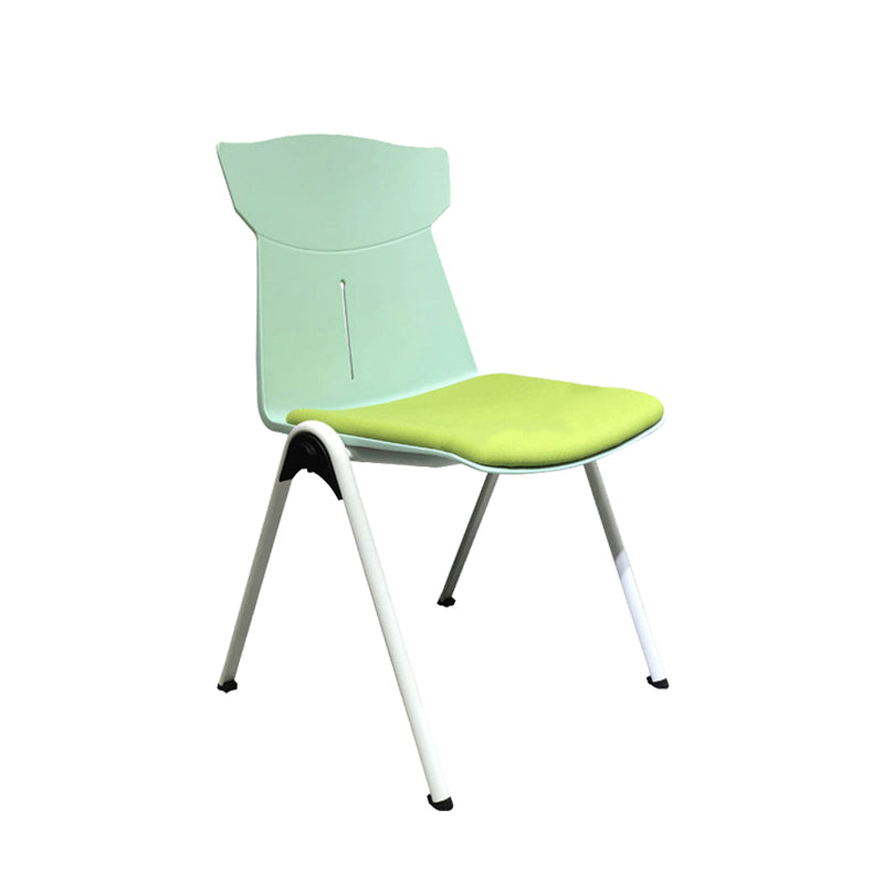 緑/オレンジの現代的なオフィスチェアミッドバックアームレス布張り椅子