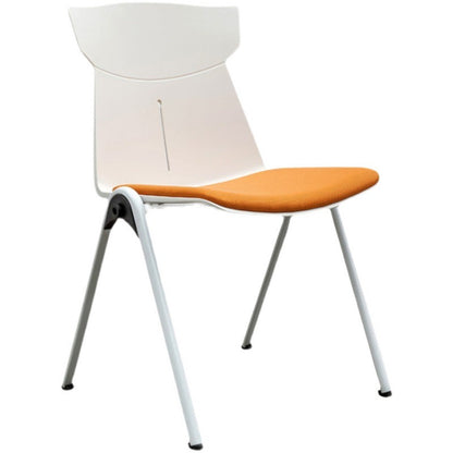 緑/オレンジの現代的なオフィスチェアミッドバックアームレス布張り椅子