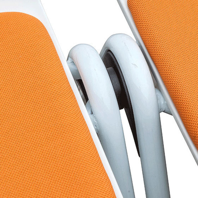 緑/オレンジの現代的なオフィスチェアミッドバックアームレス布張り椅子