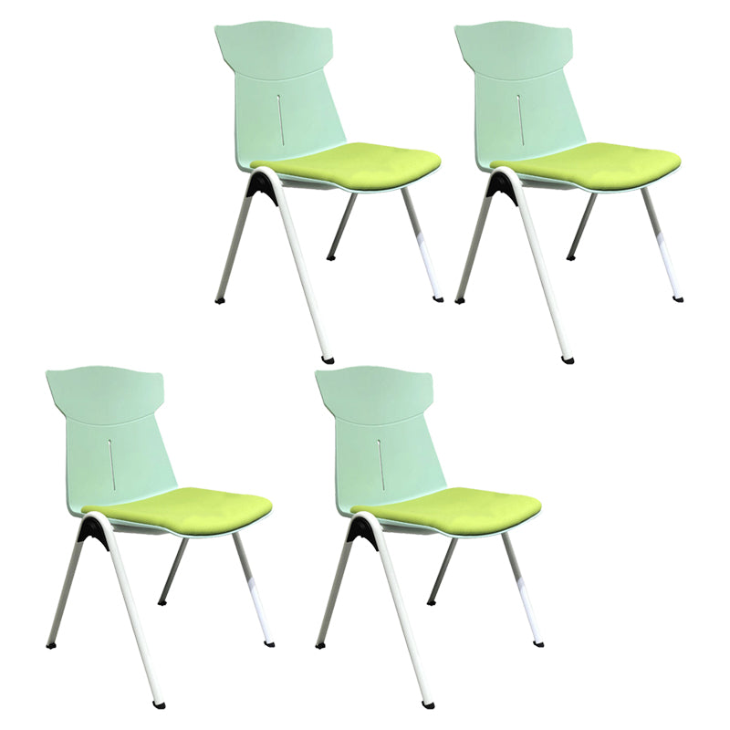 緑/オレンジの現代的なオフィスチェアミッドバックアームレス布張り椅子