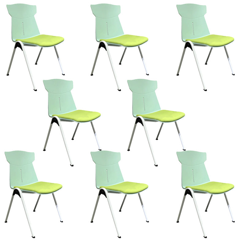 緑/オレンジの現代的なオフィスチェアミッドバックアームレス布張り椅子