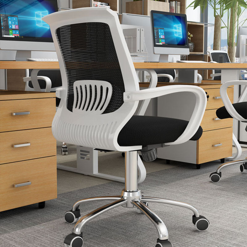 Steel Base Mesh Office Chair Mid Back Desk Chair with Wheels Clearhalo 'furn' 'furn_office_chair' 'Furniture' 'Office Chairs' 'Office Furniture' 'office_chair' 5692981