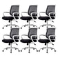 Steel Base Mesh Office Chair Mid Back Desk Chair with Wheels Black White 6 Piece Set Clearhalo 'furn' 'furn_office_chair' 'Furniture' 'Office Chairs' 'Office Furniture' 'office_chair' 5692988