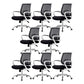 Steel Base Mesh Office Chair Mid Back Desk Chair with Wheels Black White 8 Piece Set Clearhalo 'furn' 'furn_office_chair' 'Furniture' 'Office Chairs' 'Office Furniture' 'office_chair' 5692990