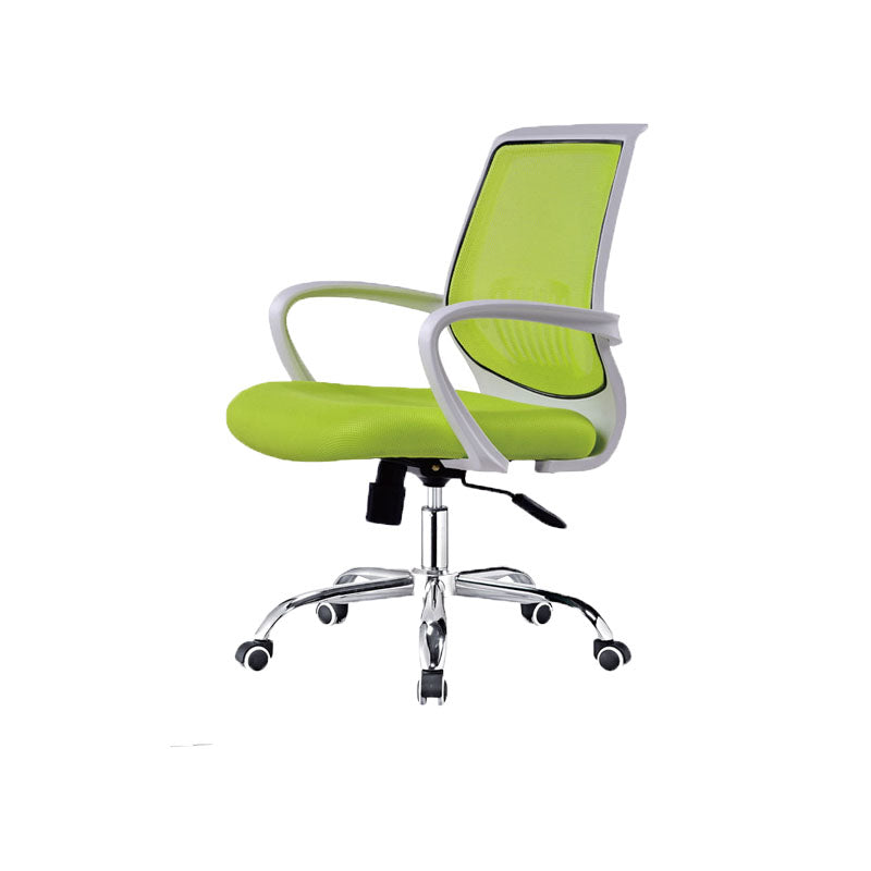 Steel Base Mesh Office Chair Mid Back Desk Chair with Wheels Green White 1 Piece Clearhalo 'furn' 'furn_office_chair' 'Furniture' 'Office Chairs' 'Office Furniture' 'office_chair' 5692991
