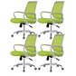 Steel Base Mesh Office Chair Mid Back Desk Chair with Wheels Green White 4 Piece Set Clearhalo 'furn' 'furn_office_chair' 'Furniture' 'Office Chairs' 'Office Furniture' 'office_chair' 5692996