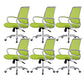Steel Base Mesh Office Chair Mid Back Desk Chair with Wheels Green White 6 Piece Set Clearhalo 'furn' 'furn_office_chair' 'Furniture' 'Office Chairs' 'Office Furniture' 'office_chair' 5692997