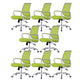 Steel Base Mesh Office Chair Mid Back Desk Chair with Wheels Green White 8 Piece Set Clearhalo 'furn' 'furn_office_chair' 'Furniture' 'Office Chairs' 'Office Furniture' 'office_chair' 5693000