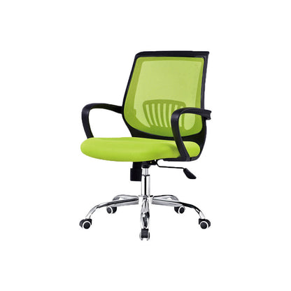 Steel Base Mesh Office Chair Mid Back Desk Chair with Wheels Green 1 Piece Sponge Clearhalo 'furn' 'furn_office_chair' 'Furniture' 'Office Chairs' 'Office Furniture' 'office_chair' 5693006