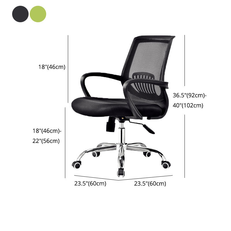 Steel Base Mesh Office Chair Mid Back Desk Chair with Wheels Clearhalo 'furn' 'furn_office_chair' 'Furniture' 'Office Chairs' 'Office Furniture' 'office_chair' 5693011