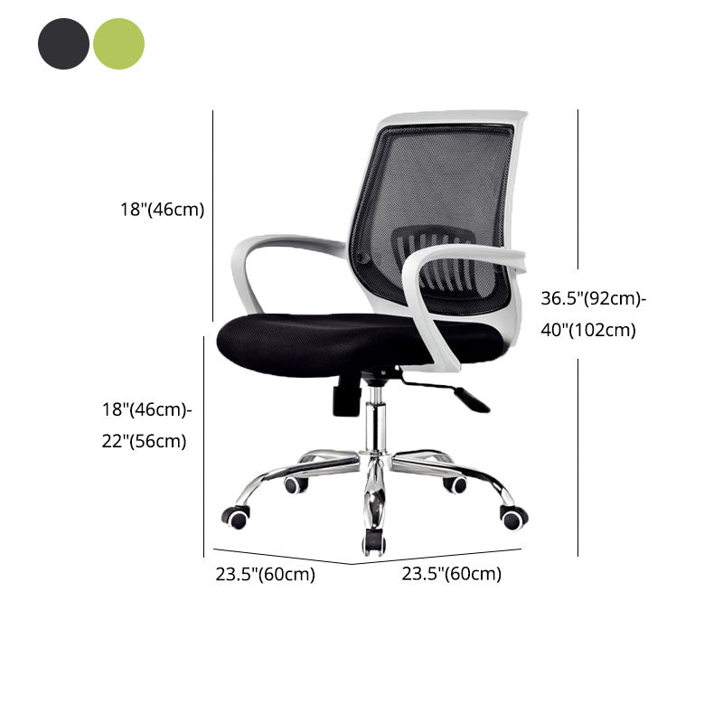 Steel Base Mesh Office Chair Mid Back Desk Chair with Wheels Clearhalo 'furn' 'furn_office_chair' 'Furniture' 'Office Chairs' 'Office Furniture' 'office_chair' 5693012