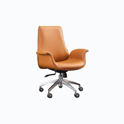 メタルベースレザーオフィスチェアミッド /ハイバックデスクチェア付きホイール付き