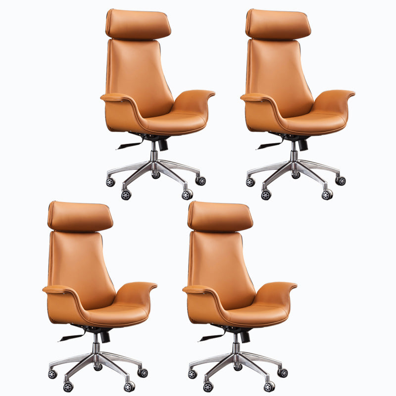 メタルベースレザーオフィスチェアミッド /ハイバックデスクチェア付きホイール付き