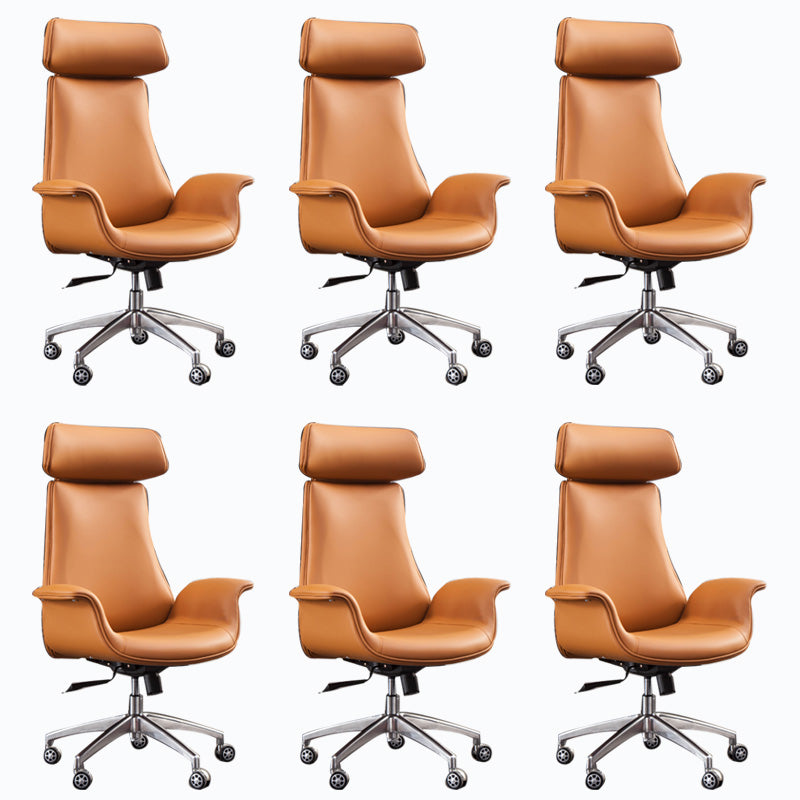 メタルベースレザーオフィスチェアミッド /ハイバックデスクチェア付きホイール付き