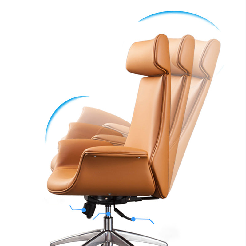 メタルベースレザーオフィスチェアミッド /ハイバックデスクチェア付きホイール付き