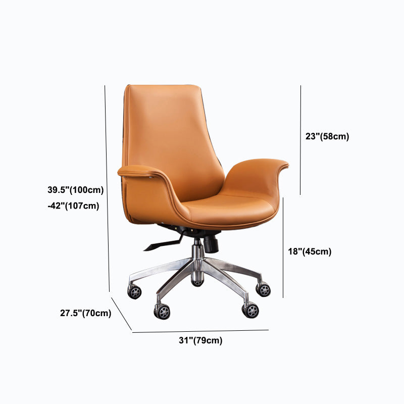 メタルベースレザーオフィスチェアミッド /ハイバックデスクチェア付きホイール付き
