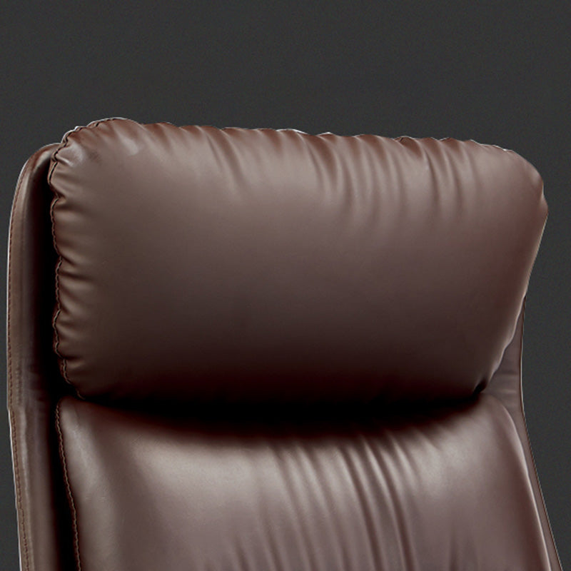 Chaise de bureau en cuir de base en acier haute chaise de bureau rembourrée avec roues