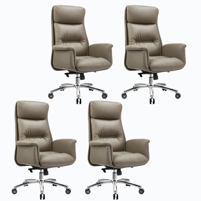Chaise de bureau en cuir de base en acier haute chaise de bureau rembourrée avec roues