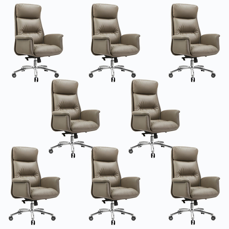 Chaise de bureau en cuir de base en acier haute chaise de bureau rembourrée avec roues