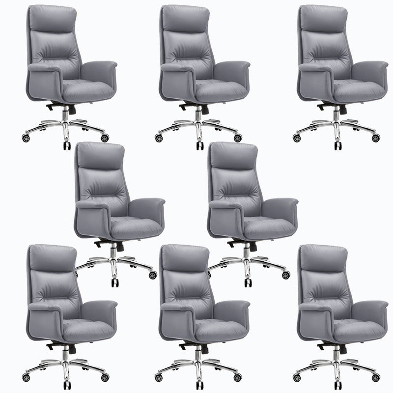 Chaise de bureau en cuir de base en acier haute chaise de bureau rembourrée avec roues