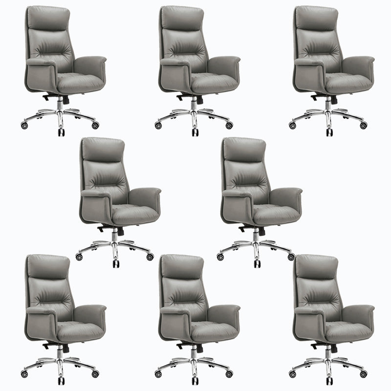 Chaise de bureau en cuir de base en acier haute chaise de bureau rembourrée avec roues