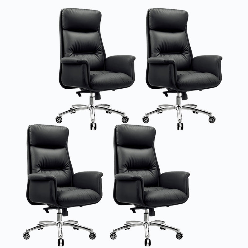 Chaise de bureau en cuir de base en acier haute chaise de bureau rembourrée avec roues