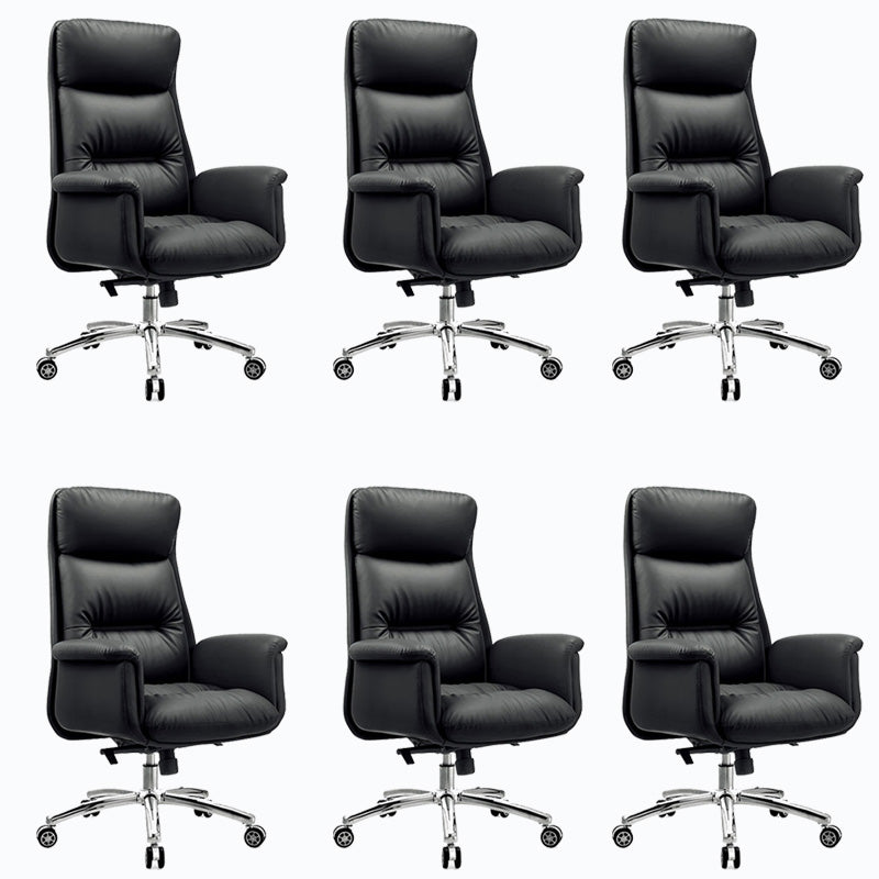Chaise de bureau en cuir de base en acier haute chaise de bureau rembourrée avec roues