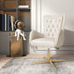 Chaise de bureau en cuir à bras fixe, chaise de travail rembourrée à dossier haut avec base en acier