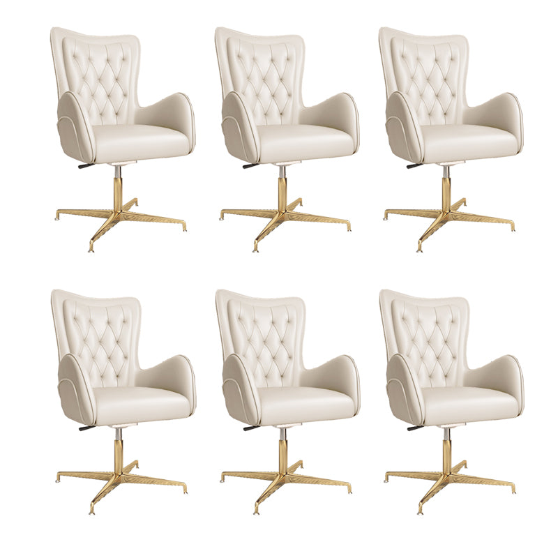 Chaise de bureau en cuir à bras fixe, chaise de travail rembourrée à dossier haut avec base en acier