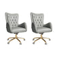 Chaise de bureau en cuir à bras fixe, chaise de travail rembourrée à dossier haut avec base en acier