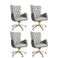 Chaise de bureau en cuir à bras fixe, chaise de travail rembourrée à dossier haut avec base en acier