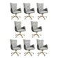Chaise de bureau en cuir à bras fixe, chaise de travail rembourrée à dossier haut avec base en acier