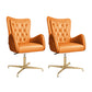 Chaise de bureau en cuir à bras fixe, chaise de travail rembourrée à dossier haut avec base en acier