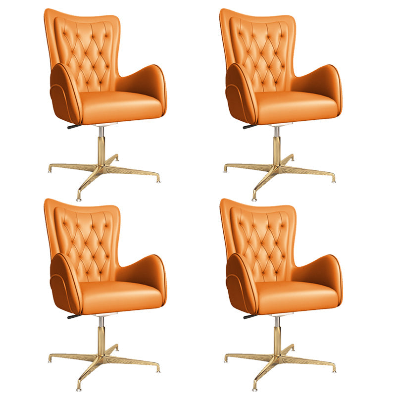 Chaise de bureau en cuir à bras fixe, chaise de travail rembourrée à dossier haut avec base en acier