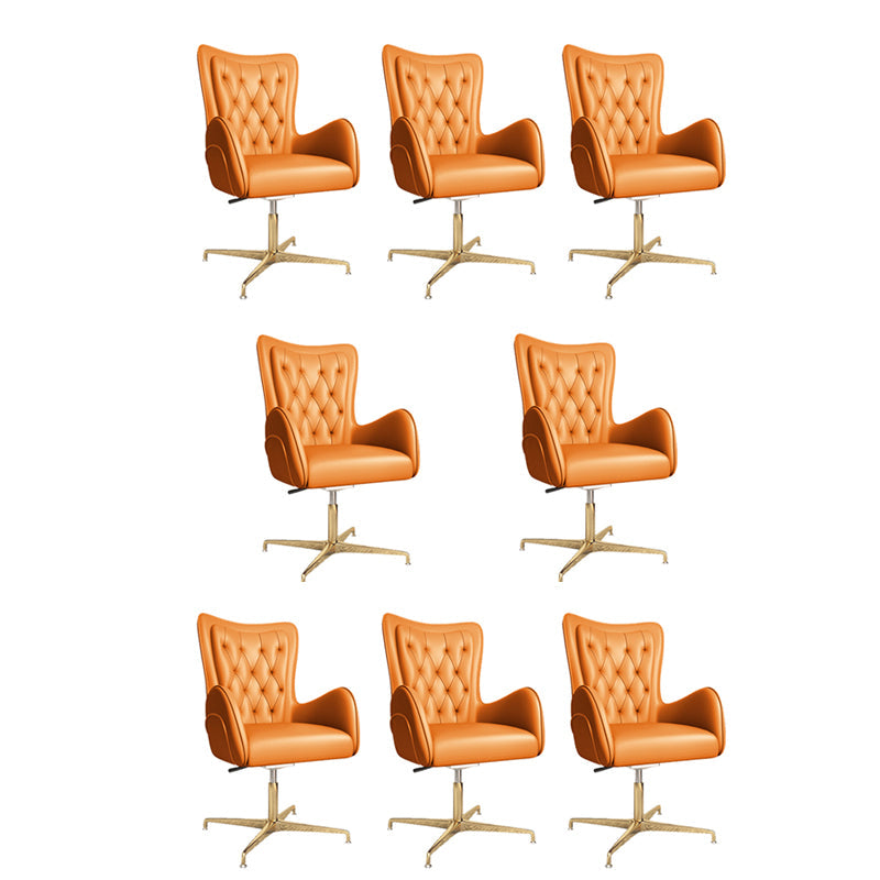 Chaise de bureau en cuir à bras fixe, chaise de travail rembourrée à dossier haut avec base en acier