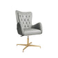 Chaise de bureau en cuir à bras fixe, chaise de travail rembourrée à dossier haut avec base en acier